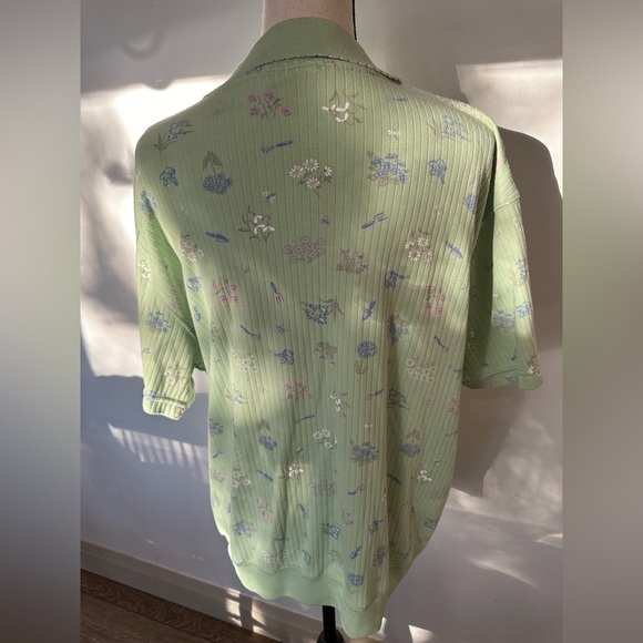 Bobbie Brooks 2 shirts blue and green floral collared vintage cotton tops SZ L - Picture 7 of 8